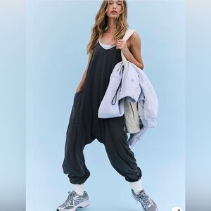 FREE PEOPLE FP Movement Hot Shot Onesie Jumpsuit Washed Black S